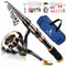 BNTTEAM Spinnrute und Spule, 2,1 m, 2,4 m, 3,0 m, 3,6 m, Carbon-Teleskop-Angelrute, 13BB, Angelrolle, Tasche, Köder, Schnur, Haken-Set (B1-Full-Kits, 2,4 m/240 cm/2,4 m)