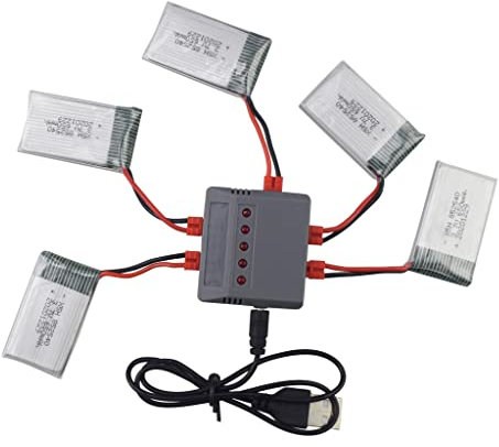 5Pièces 3.7V 650mAh Batterie au Lithium avec Chargeur 5 en 1 pour SYMA X5HW X5HC de Rechange de Batterie de Drone RC quadrirotor aérien