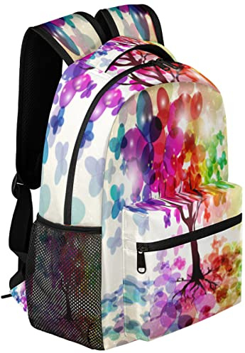 Zaino colorato con albero a farfalla leggero impermeabile zainoastratto albero elegante zaino per uomo donna, Multi, L