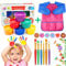 Peintupeinturere Enfant Lavable, 30ml Peintures Doigt avec Pinceau Tablier, Non Toxique Sans Danger Bébés, Ensembles Peinture pour Enfants Bas Âge, Jouets Dessin, Outil