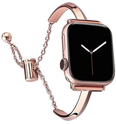 Secbolt Stainless Steel Straps Compatible with Apple Watch Straps 38mm 40mm 41mm iWatch SE Series 8 7 6 5 4 3 2 1, Slim Versatile Bangle Bracelet for Women, Copper