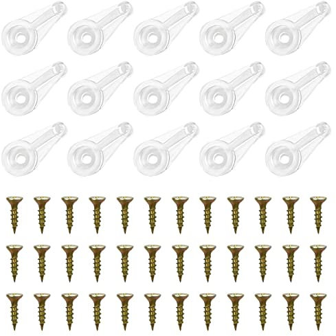 50 Paar Glashalter Clips Kit Glas Schrank Panel Clips mit Schrauben zur Befestigung Offset Klarglas Türhalter 4 mm Kunststoff Türen Clips Transparent Spiegel Clip Schrank Fenster Glas Halter