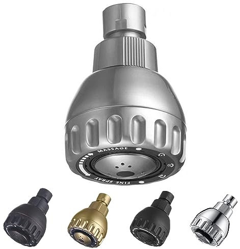 TECHZM Cabezal de ducha de alta presión de agua de 5 gpm, plástico ABS, 3 modos de salida, cabezal de ducha fijo de 2.5 pulgadas de alto flujo para baño, ducha de lluvia, níquel cepillado