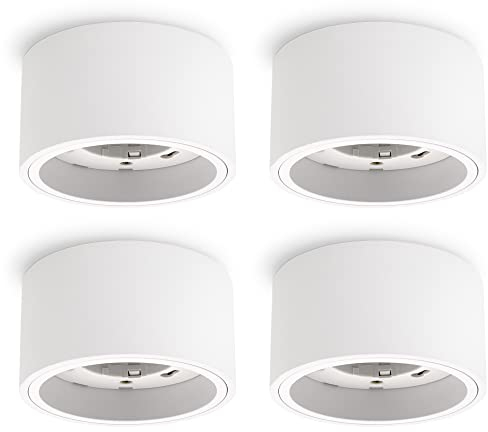 SSC-LUXon CELI-X 4 Stück flache Decken Aufbaustrahler in weiß rund - Design Aufbauspot Deckenspot 1 flammig mit Fassung für GX53