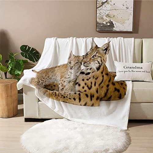 Kuscheldecke WeißEr Luchs 3D-Digitaldruck Kuscheldecke, Flanelldecke, Weich Wohndecke, Sofadecke Zweiseitige Decke fÜr Kinder Jungen Erwachsene, Decke 150x200 cm