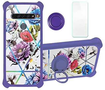 Aroepurt Hülle Für Lg K61 hülle Kompatibel mit Lg K61 Hülle Case Handyhülle Schutzhülle Cover [Mit 9H Härte HD Schutzfolie] PC + Silikon Ständer IMDZ-HUA2