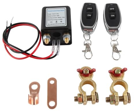 Interrupteur de Déconnexion de Batterie à Distance, Interrupteur de Coupure de Voiture DC 12 V, Antivol, Coupe-circuit Principal avec Borne en Cuivre Télécommandée pour Voiture (12V120A)
