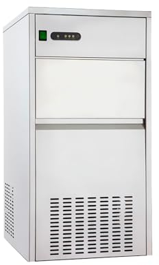 Macchina Ghiaccio Granulare Professionale 40 Kg. Ice Maker in Acciaio Inox per Bar, Ristorazione e Casa Barca - Raffreddamento ad Aria Collegamento Idrico - (40 kg)