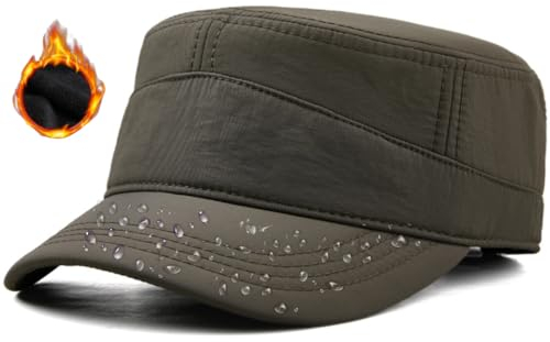 Herren Wasserdicht Winter Military Schildmütze: Cuba Army Basecap Haube, Warme Wintermütze Baseball Army Cap Kappe, Männer Schildkappen Kopfbedeckung Hut, Groß Kopf XL XXL 61 62 63 cm oliv grün