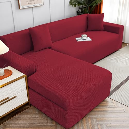 WULTNICEW Sofabezug Ecksofa L Form Jacquard Stretch Sofa Überzug Universal Couchbezug Für 1/2/3/4 Sitzer（L Form Ecksofa Erfordert Zwei）