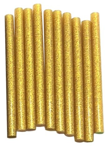 LOVIVER 10 Pieces Colored Hot Melt Glue Sticks, Glitter Hot Glue Sticks, Hot Melt Glue Sealing Sticks, for DIY Craft, Gluing Projects, Gold