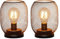 TRIROCKS Set of 2 Battery Operated Table Lamp, Metal Cage Cordless Lantern with LED Bulb, Oval Vintage Decorative Outdoor Lights for Weddings, Parties, Patio for Indoors Shelf
