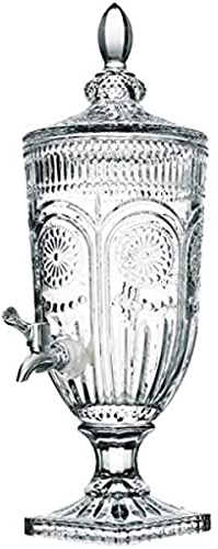 Carafe à décanter, distributeur de boisson en verre cristal de 3 L avec bouteille en verre et robinet en verre, carafe d'eau froide transparente