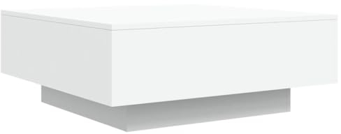 vidaXL Couchtisch, Beistelltisch mit LED-Leuchten, Sofatisch Tisch für Wohnzimmer, Kaffeetisch Teetisch Telefontisch, Modern, Weiß
