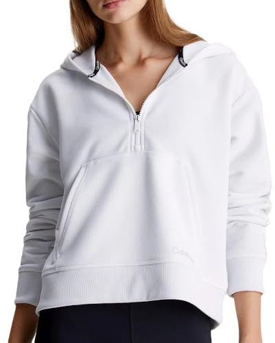 Calvin Klein PW 1/2 Zip Hoodie (Cropped) Pullover Damen, weiß - white (white), M