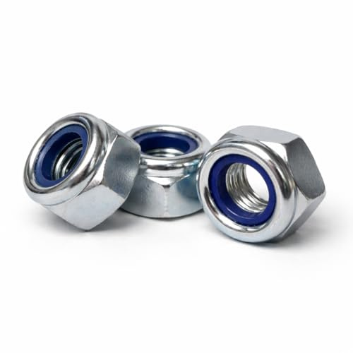 M4 (4mm) (Pack of 50) Hex Nylock Nuts DIN985 Insert Self-Locking Nut Steel cl.6 Zinc Plated - A01C/1 M4_50