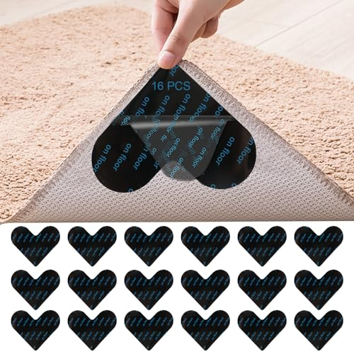 EXIN DECHEN Teppich Antirutsch Pads - 16 Stück Teppichstopper, Waschbare und Wiederverwendbare Antirutschmatte zum Festhalten des Teppichs