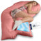 Traumreiter Seitenschläferkissen Visco XXL mit Bezug Baumwolle Altrosa - Hybrid Kissen + 1cm Memory Foam - U förmiges Schwangerschaftskissen Gel Body Pillow Komfortkissen Ergonomie Zertifiziert