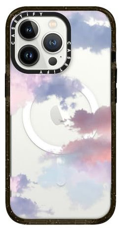 CASETiFY Impact iPhone 13 Pro Hülle [4X Falltest in Militärqualität, 2,5 m Fallschutz/kompatibel mit Magsafe] – Wolken – Glänzendes Schwarz