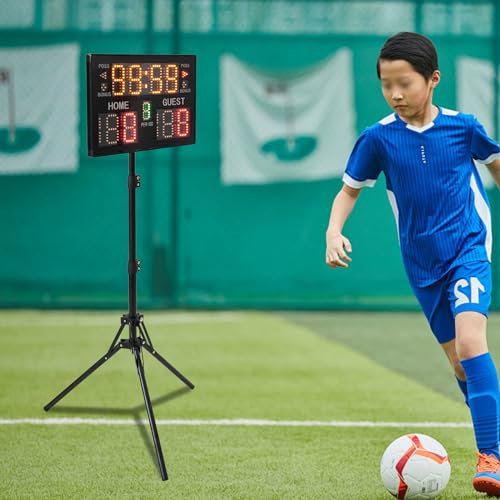 OMGGYER LED Anzeigetafel für Spiele im Innen- und Außenbereich, Tragbare elektronische Ping-Pong Punktehalter mit Timer-Uhr und Stativ, Höhenverstellbare Digitale Cornhole-Anzeigetafel