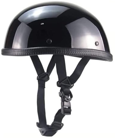 Mützenartiger Motorradhalbschale, Ultraflach und Bequem zum Cruisen, DOT-zertifizierter Schädelkappe-Profil-Helm für Chopper/Mofa/Roller/E-Motorrad(Bright Black,S)