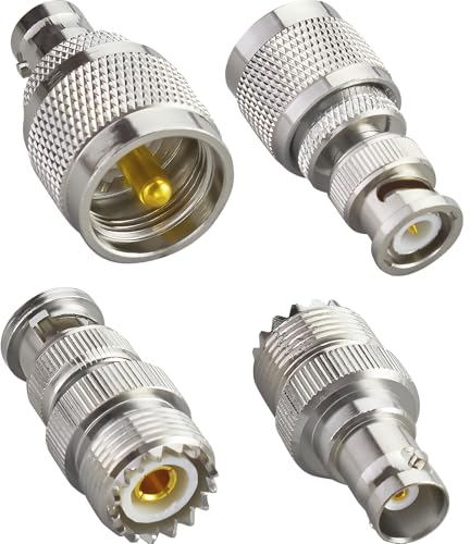 ACONRFTOL BNC auf UHF Adapter Kit 4 Stück BNC auf PL259 Adapter BNC auf SO239 Adapter UHF zu BNC CB Radio Antenna Adapter UHF auf BNC Stecker Buchse BNC auf UHF Stecker Buchse für Ham Radio CB Funk