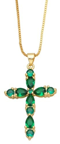 Halskette Ketten Schmuck Herren Frauen Anhänger Necklace Kreuzketten Für Damen Grün