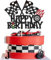 1 Stück Renn Auto Tortendeko Happy Birthday Rennwagen Cake Topper Karierter Flagge Kuchen Deko für Baby Dusche Jungen Mädchen Racing Sports Thema Geburtstag Party Kuchen Dekorationen