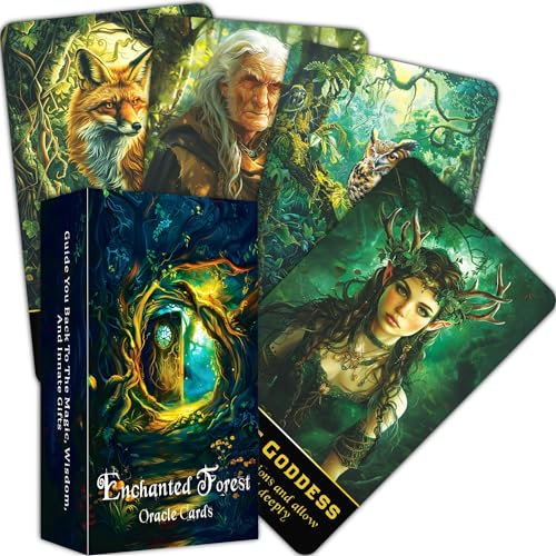 QCFQCF Deck Oracle de la forêt enchantée, cartes Oracle pour débutants, découvrez la sagesse mystique et les secrets de la nature pour le guidage spirituel et la transformation
