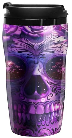 Skull Rose Coffee Cup with Lid Travel Mug Tea Cups Coffee Tumbler for Women Men 250ml