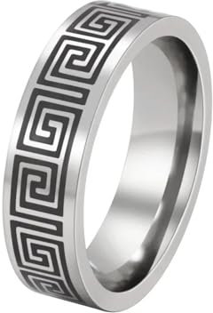 Hasdnker Ring Ringe Damen Bijouterie Herren 1 Stück Vintage Griechische Bandringe, Drehbarer Ring Mit Rückholband Für Männer Und Frauen, Zierlicher Hochzeitsschmuck, 7 Schwarz