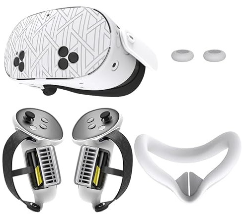 Set di cover in silicone aggiornato per Meta Quest 3S, accessori Quest 3S VR morbidi e protettivi, inclusi controller, cover, cover guscio(bianco)
