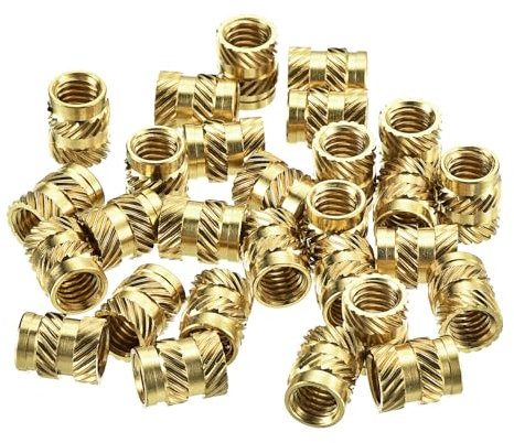 sourcing map Knurled Insert Nuts, 120Pcs M6 x 10mm L x 8mm OD 3D Printing Brass Nuts Female Threaded Inserts Brass Heat Set Insert Embedment Nut