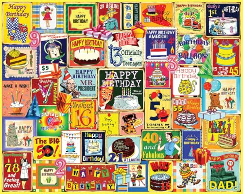 White Mountain Happy Birthday Geschenke für Frauen & Männer Spaß 1000 Teile Puzzles für Erwachsene Collage Ideen