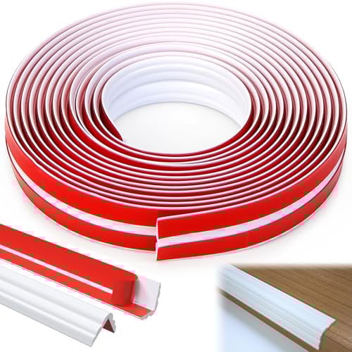 LPZMPZ Moulures décoratives autocollantes 3,3 m x 20 mm - Pour plan de travail de cuisine - Barre de recouvrement murale - Barre adhésive - En PVC - Blanc