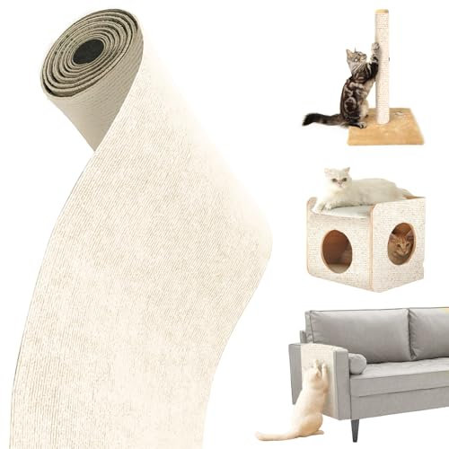 Rascador Adhesivo Sofa Gatos 40×100cm, dellyy Tapete Autoadhesivo para Rascar Gatos, Tapete Rascador para Gatos, DIY Climbing Cat Scratcher Torres para Gatos para Sofás Muebles Puerta