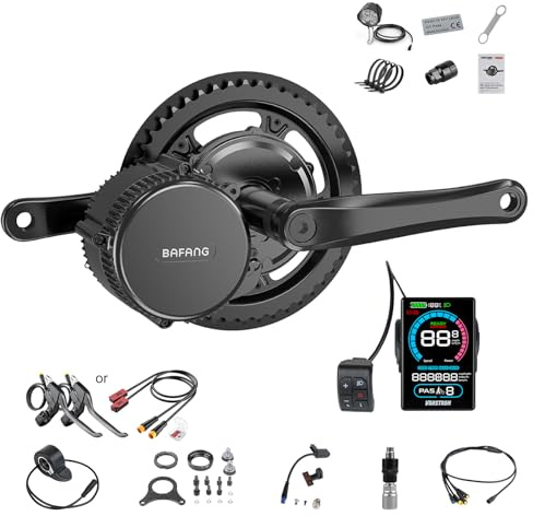 BAFANG 48V 750W Mittelmotor - BBS02B Mid-Drive-Kit, BBS02 E-Bike-Umrüstkit mit 44T Kettenblatt und VD618 Display für 68-73 mm Tretlager, G340 Elektrofahrrad-Kit ohne Akku (CAN-Protokoll).