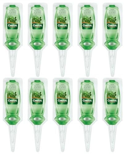 Chrysal Grünpflanzen und Palmen Vitalkur - 10x 30 ml Gebrauchsfertiger Dünger, Blister einfach in die Erde stecken
