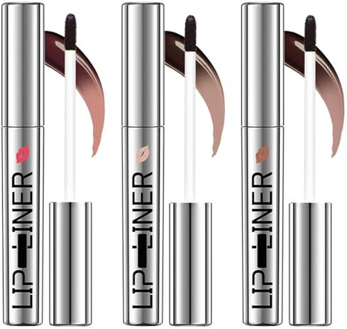 3Pcs Peel Off Lip Liner Stain, Long-Lasting Lip Stain Peel Off with Silky Texture Hyaluronic Acid, Easy Peel & Removal Tattoo Lip Liner with Matte Finish, Waterproof, Anti-Smudge Formula