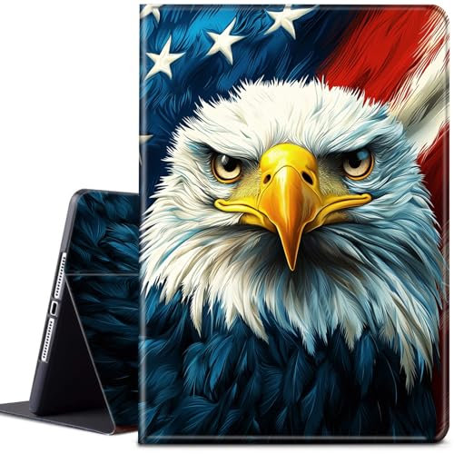 Étui pour tablette Amazon Fire HD 10 (13e/11e génération, version 2023/2021) 10,1, support fin multi-angle avec fonction veille/réveil automatique pour Kindle Fire HD 10 Plus, drapeau américain Eagle