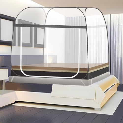 Moustiquaire pour lit,Tente Portable de Voyage Pliable avec Double Porte avec Fond Facile à Installer, Efficace Contre Les Bites de Moustiques pour Chambre, Camping, Voyage (200 * 180 * 155cm)