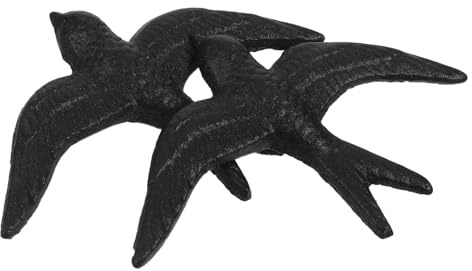 Ciieeo 2pcs Cast Iron Bird Wall Sculptures Vintage Metal Swallow Decor for Living Room Bedroom Garden Porch Rustic Western Style Easy Hang Ornamental Art