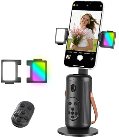 Auto Face Tracking Tripod, 360 Rotation Phone Camera Mount Stand, Gesture & Remote Control, No App Needed Face Tracking Tripod for Video Recording/Live Stream/TikTok/YouTube