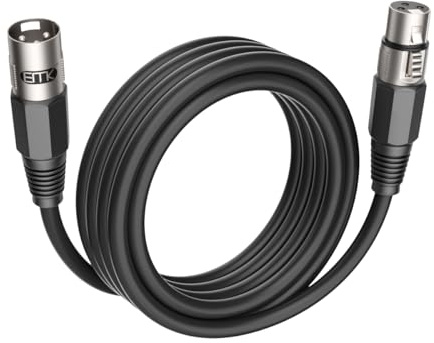 EMK XLR Kabel 3 poliges XLR Mikrofonkabel (3 m) | Stecker zu Buchse Stereo Mikrofon Verlängerungskabel für Mixer, Aufnahmestudio, Konzert, Verstärker