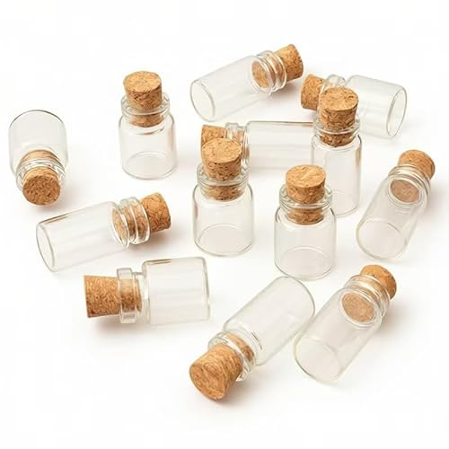 10Pcs Dollhouse Glass Jars Miniature: 1/12 Scale Glass Bottles Food Container for Kitchen Restaurant - Mini Canister Empty with Cork，Dollhouse Accessories，Dollhouses Décor