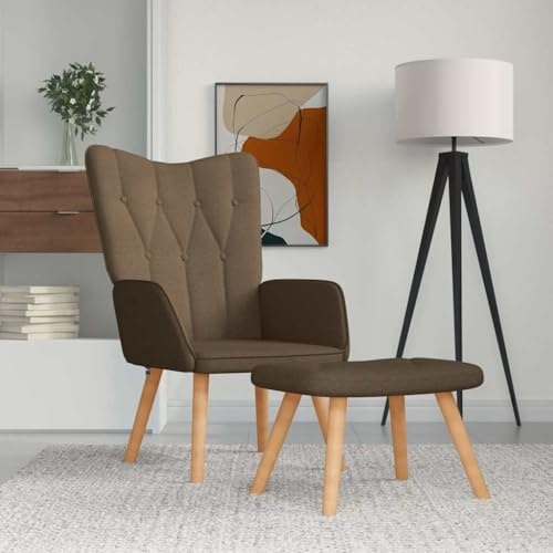 Frdhee Liegesessel Relaxsessel Einzelsofa Fernsehsessel,Relaxsessel mit Hocker Braun Stoff,Für Wohnzimmer,Vielseitig Einsetzbar
