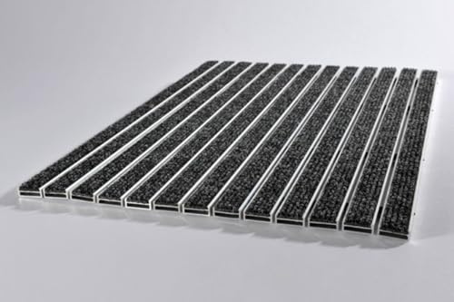 Mat Company Eingangsmatte, einbaufähig, 10 mm + Aluminiumstruktur, 13 mm – 80 x 50 cm, Anthrazit – Fußmatte zum Einbauen