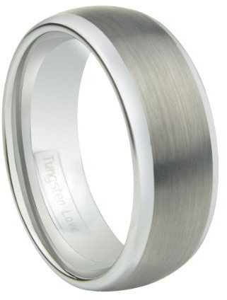 JewelryWe Schmuck 8mm Breite Wolframcarbid Herren-Ring, Poliert Verlobungsringe Trauringe Hochzeit Band Silber, mit Geschenk Tüte - Größe 59