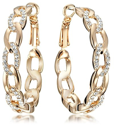 Everstone Ohrhänger Gelb Gold, 18K), attraktive Glitzer & Strass Elemente, Luxus Design, Kettenform, für jeden Anlass, beliebt bei Girls & Damen, 0,6 cm Weite