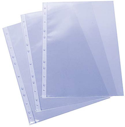 Grafoplas 5576700. Pack de 100 Fundas Multitaladro A4, Polipropileno Estándar, Color Transparente, Piel Naranja